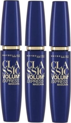 3x Maybelline Volum' Express Mascara Zwart - Voordeelverpakking