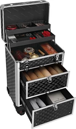 Songmics Kapperskoffer - Cosmetica Trolley - Cosmetica Koffer - Make-up Koffer - Visagie Koffer - Make Up Trolley - Op Wielen - Zwart 15 Songmics Kapperskoffer - Cosmetica Trolley - Cosmetica Koffer - Make-up Koffer - Visagie Koffer - Make Up Trolley - Op Wielen - Zwart -Cosmeticawinkel 709x1200 6