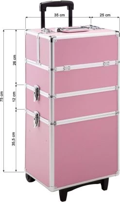 TecTake Cosmetica Koffer Met 3 Etages - Roze - Make-up Koffer -Cosmeticawinkel 715x1200 4