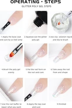 Elvi Polygel Starterskit -Complete Set Inc. USB UV/Led Mini Lamp-6x15g Polygel Kleuren Blauw - Nagelverlenging Polyacryl UV Nagellak-Quick Extension Temperature Color Changing Gel Blue Green -Cosmeticawinkel 802x1200