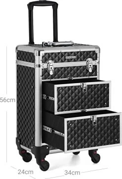 Songmics Kapperskoffer - Cosmetica Trolley - Cosmetica Koffer - Make-up Koffer - Visagie Koffer - Make Up Trolley - Op Wielen - Zwart 13 Songmics Kapperskoffer - Cosmetica Trolley - Cosmetica Koffer - Make-up Koffer - Visagie Koffer - Make Up Trolley - Op Wielen - Zwart -Cosmeticawinkel 814x1200 3