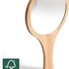Bamboe Handspiegel Met Handvat - 15 Cm - Make Up Spiegel / Scheerspiegel / Kappersspiegel - 150 Gram - Kapper
