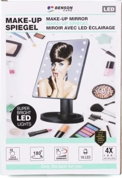 Benson Make Up Spiegel - LED Touch - Dimbaar - 16 Leds - Zwart -Cosmeticawinkel 826x1200