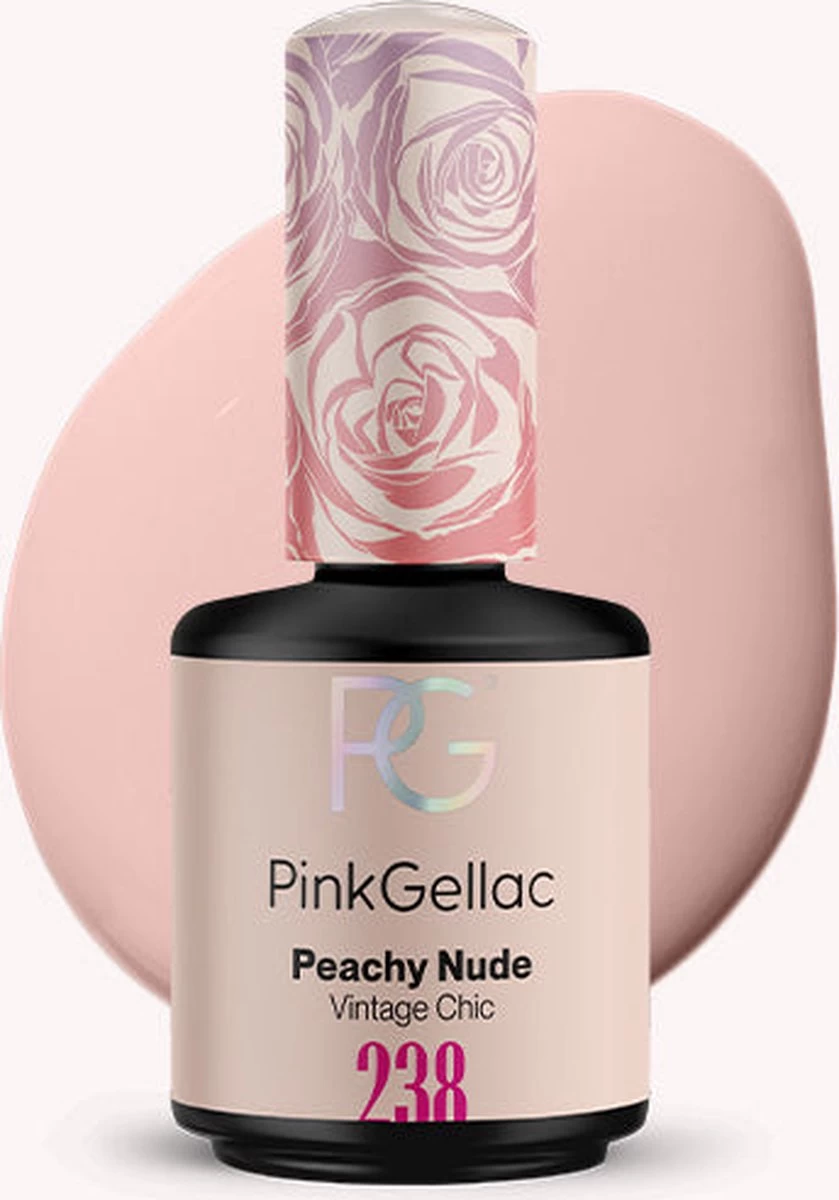 Pink Gellac - Peachy Nude - Gellak - Vegan - Perzik - Glanzend - 15ml 3 Pink Gellac - Peachy Nude - Gellak - Vegan - Perzik - Glanzend - 15ml