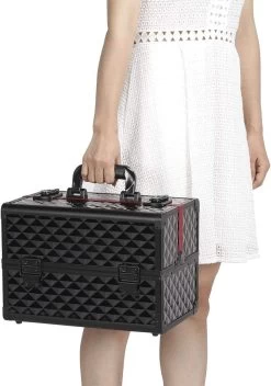 Make-upkoffer, Kapperskoffer, Cosmeticakoffer, Lege Nagelkoffer, Multikoffer, Afsluitbaar Voor Nageldesign/massageolie/fotoapparatuur, 34,7 X 22,2 X 25 Cm , Volledig Zwart HM-YAHEE-411233 -Cosmeticawinkel 842x1200 7