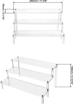 QWORK 3-laags Acryl Displaystandaard, Transparant Acryl Display Riser Plank Voor Figuren, Sieraden, Cupcake, Lippenstift, Nagellak, Kruiden, 30x21x15cm -Cosmeticawinkel 843x1200 1