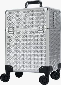 Beauty Koffer Zilver | Beautycase / Beautykoffer / Trolley Van Aluminium - 8 Wielen - Kapper Koffer - Tattoo Koffer - Nagel Koffer - Make-up Koffer