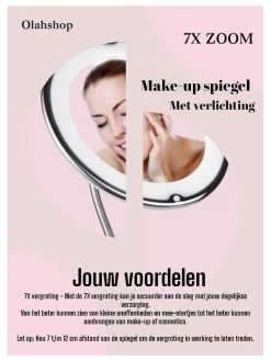Make-Up Spiegel - 7X Vergroting - LED Licht - Make Up Spiegel Met Verlichting - Vergrootspiegel Met Zuignap - Exclusief Baterijen(Niet Ingegrepen 3AAA)3AAA -Cosmeticawinkel 900x1200 32