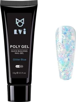 Elvi Polygel Starterskit -Complete Set Inc. USB UV/Led Mini Lamp-6x15g Polygel Kleuren Blauw - Nagelverlenging Polyacryl UV Nagellak-Quick Extension Temperature Color Changing Gel Blue Green -Cosmeticawinkel 905x1200 2