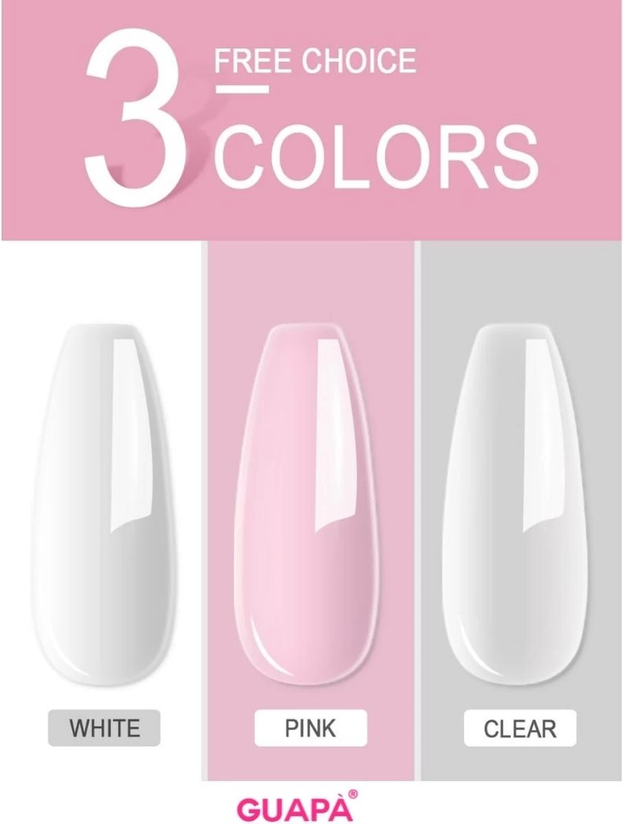 GUAPÀ® Acryl Starterspakket Pink Clear White | Acryl Poeder | Acrylic Liquid | Acryl Penselen | Dappendish | Acryl Nagels | Professionele Kwaliteit | Nepnagels 5 GUAPÀ® Acryl Starterspakket Pink Clear White | Acryl Poeder | Acrylic Liquid | Acryl Penselen | Dappendish | Acryl Nagels | Professionele Kwaliteit | Nepnagels - Afbeelding 3