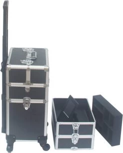 VDD Aluminium Visagie Kappers Koffer Trolley - Make-up Schmink Nagel Koffer Trolley - Zwart -Cosmeticawinkel 965x1200 7