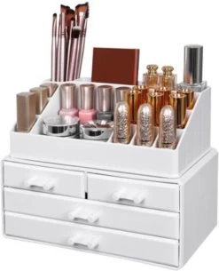 Nancy's Cutler Make-Up Organizer - Make-Up Opslag - 4 Lades - Open Vakken - Wit - Acryl - 24 X 13.5 X 18.5 Cm -Cosmeticawinkel 971x1200 1
