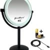 Metalen Verlichte Make-up LED Spiegel Mat Zwart 10x Vergroting 19cm Doorsnee, Inculsief 4x AA Batterijen En USB Stroomkabel -Cosmeticawinkel 985x1200 6