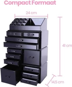 Confibel XXL Acryl Make-up Cosmetica Organizer - Verstelbare Lades - Sieraden/Make-up/Cosmetica Organizer - 11 Compartimenten - Zwart -Cosmeticawinkel 991x1200 6
