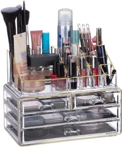 Relaxdays Make-up Organizer - Tweedelig - Cosmetica Opbergdoos + Lippenstift Houder - Zwart -Cosmeticawinkel 997x1200 8